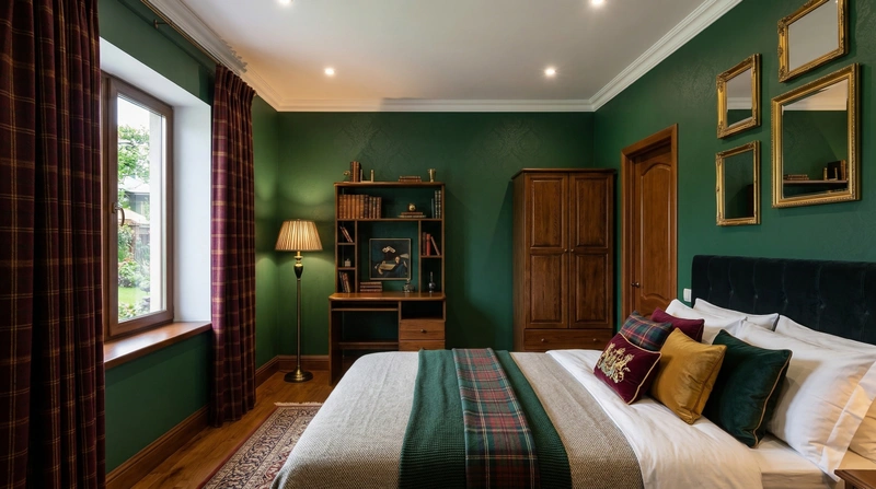 Дизайн спальни в стиле Британский — фото интерьера от нейросети RoomGPT