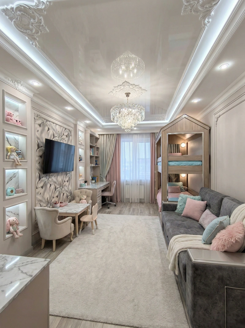 Дизайн детской в стиле Классика — фото интерьера от нейросети RoomGPT