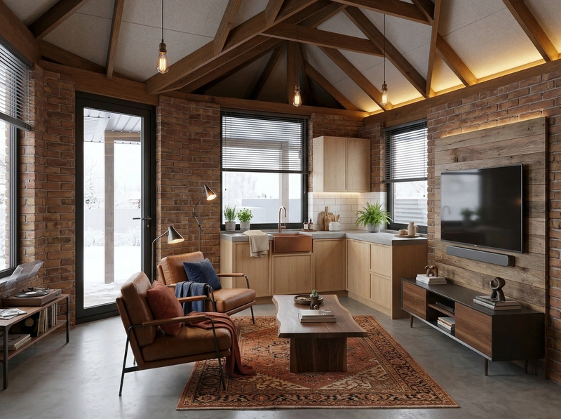 Дизайн гостиной в стиле Лофт — фото интерьера от нейросети RoomGPT