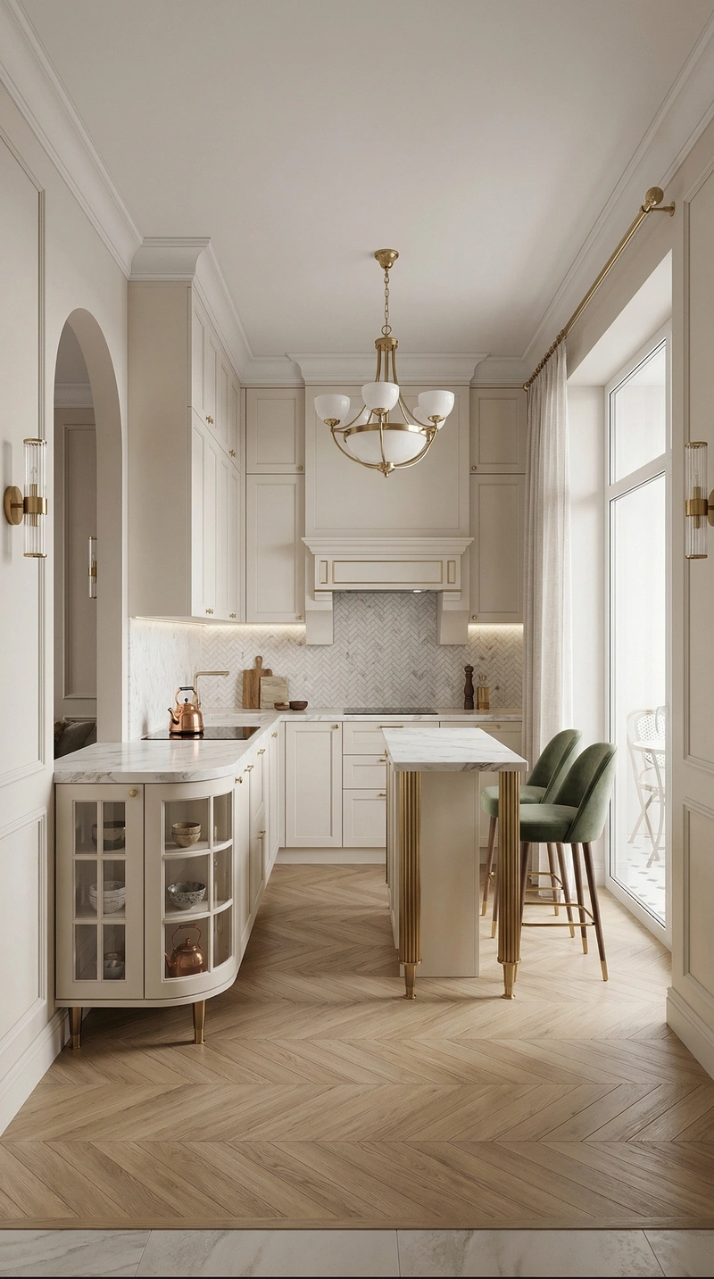 Дизайн кухни в стиле Классика — фото интерьера от нейросети RoomGPT