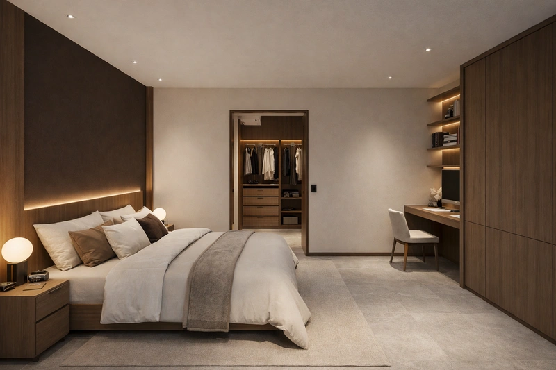 Дизайн спальни в стиле Минимализм — фото интерьера от нейросети RoomGPT