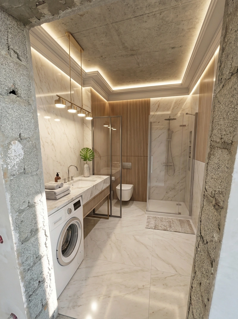 Дизайн ванной в стиле Неоклассика — фото интерьера от нейросети RoomGPT