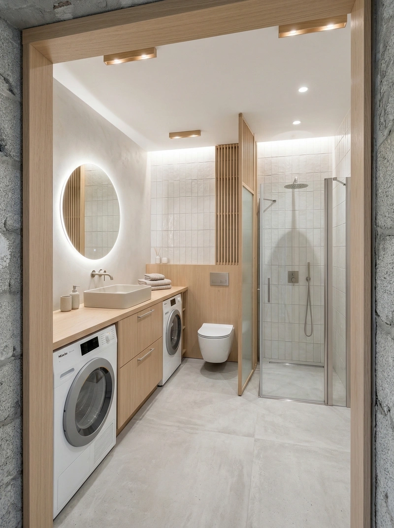 Дизайн ванной в стиле Сканди — фото интерьера от нейросети RoomGPT