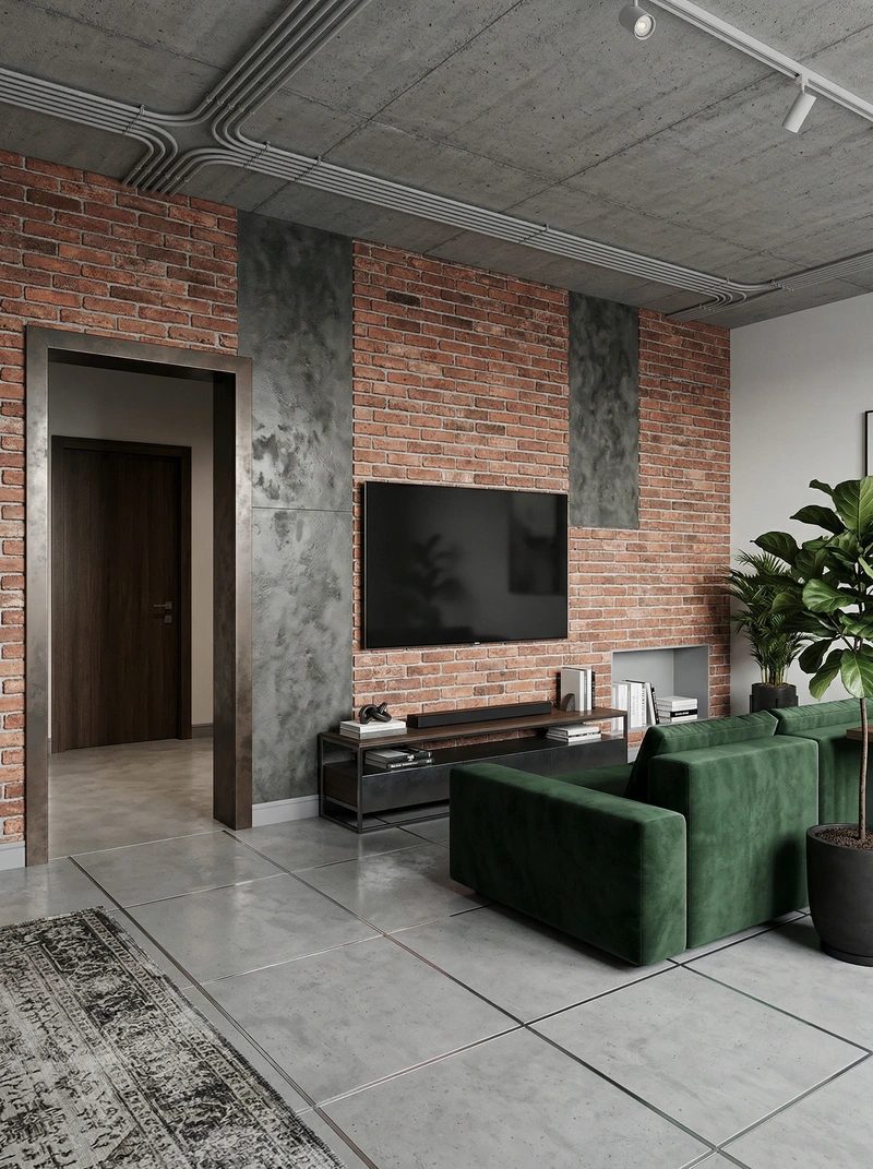 Дизайн интерьера в стиле Лофт — Гостиная от нейросети RoomGPT