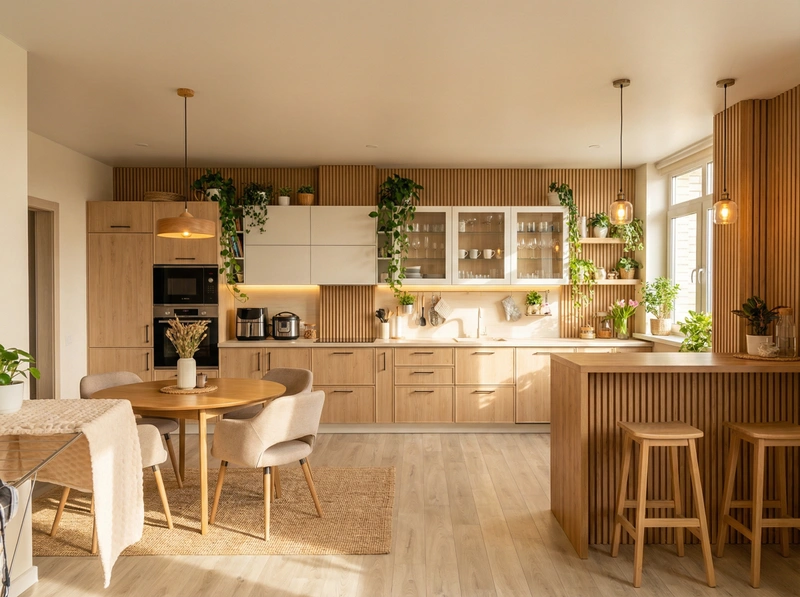 Дизайн интерьера в стиле Хюгге — Кухня от нейросети RoomGPT