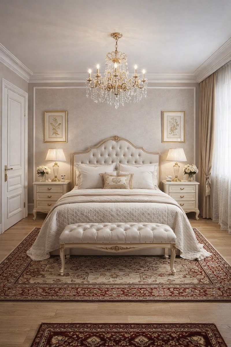 Дизайн спальни в стиле Классика — фото интерьера от нейросети RoomGPT