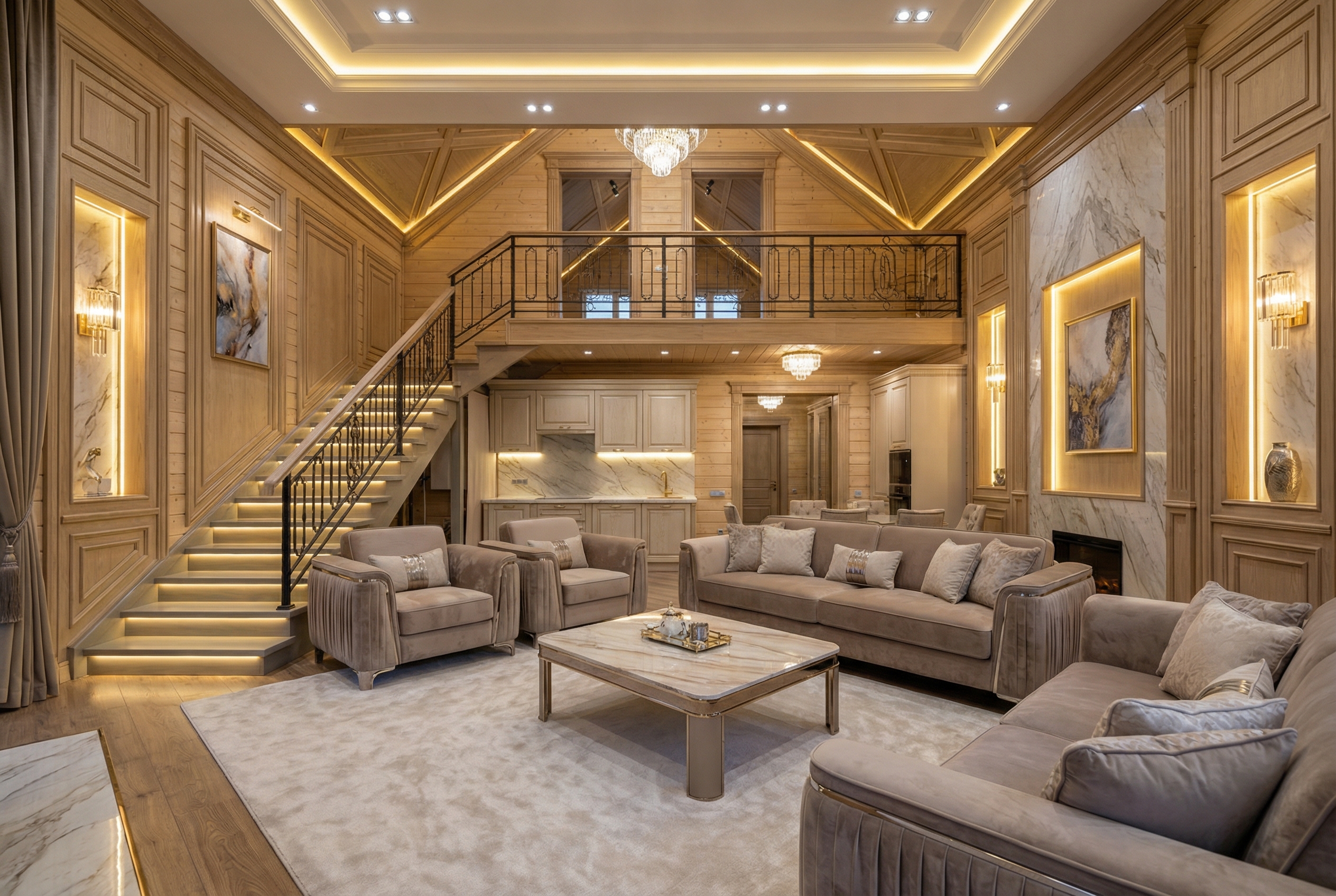 Дизайн гостиной в стиле Классика — фото интерьера от нейросети RoomGPT