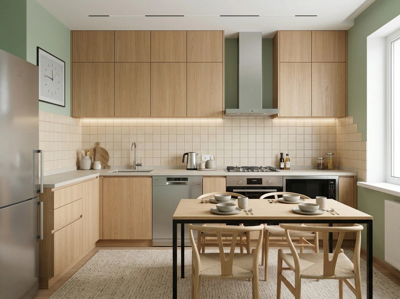 Дизайн кухни в стиле Сканди — фото интерьера от нейросети RoomGPT