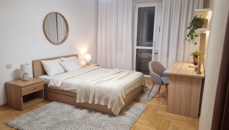 Дизайн интерьера в стиле Хюгге — Спальня от нейросети RoomGPT