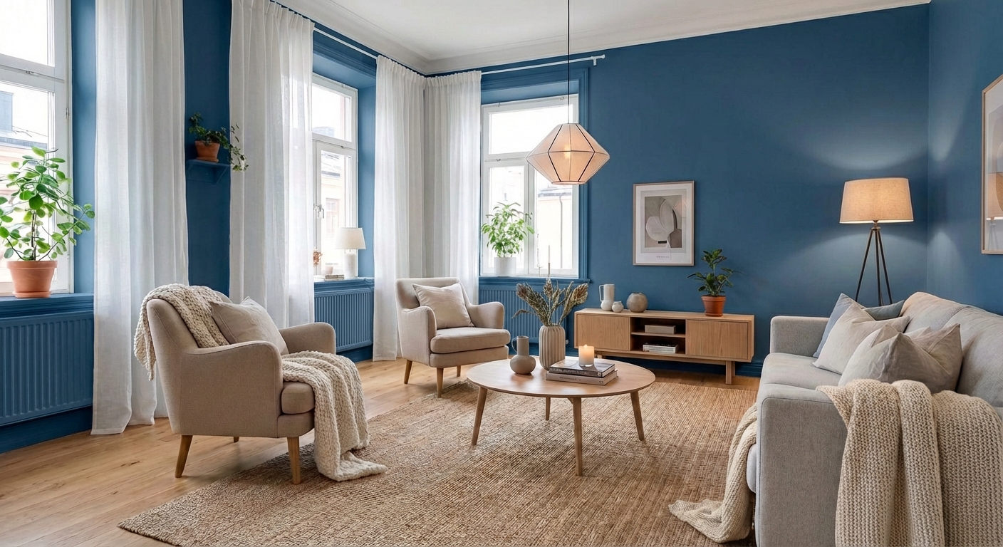 Дизайн гостиной в стиле Хюгге — фото интерьера от нейросети RoomGPT