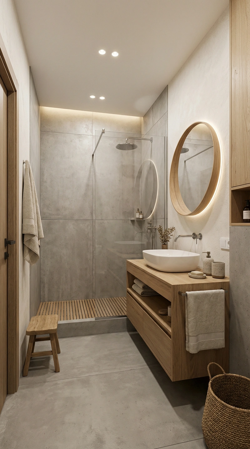 Дизайн ванной в стиле Japandi — фото интерьера от нейросети RoomGPT