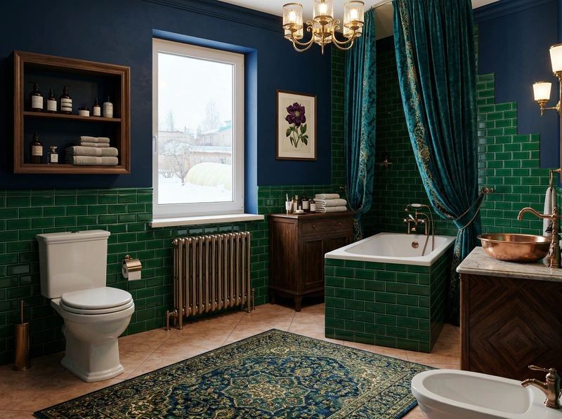 Дизайн ванной в стиле Британский — фото интерьера от нейросети RoomGPT