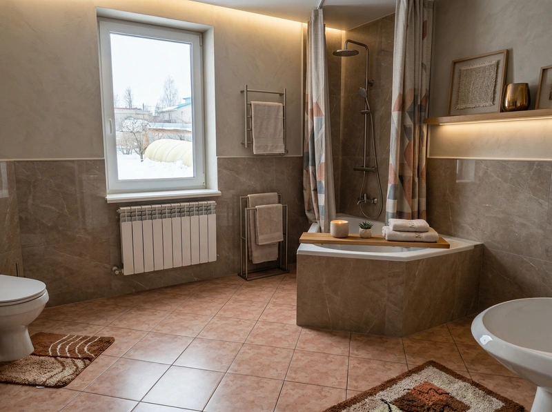 Дизайн интерьера в стиле Контемпорари — Ванная от нейросети RoomGPT