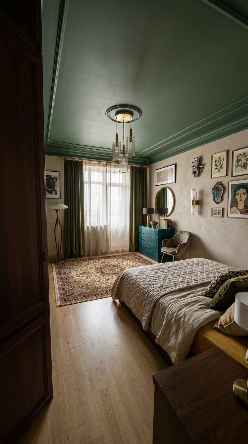 Дизайн спальни в стиле Эклектика — фото интерьера от нейросети RoomGPT