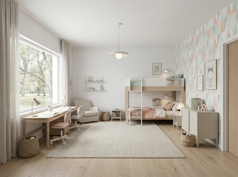 Дизайн детской в стиле Сканди — фото интерьера от нейросети RoomGPT