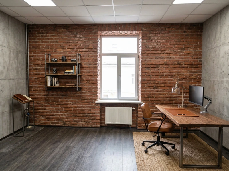 Дизайн интерьера в стиле Лофт — Кабинет от нейросети RoomGPT