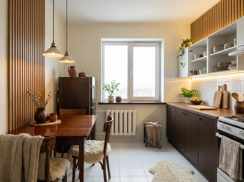 Дизайн интерьера в стиле Хюгге — Кухня от нейросети RoomGPT