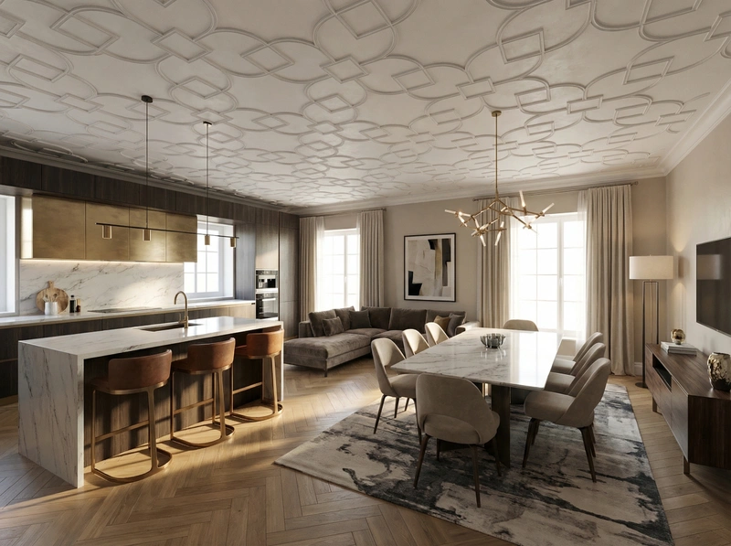 Дизайн интерьера в стиле Контемпорари — Гостиная от нейросети RoomGPT