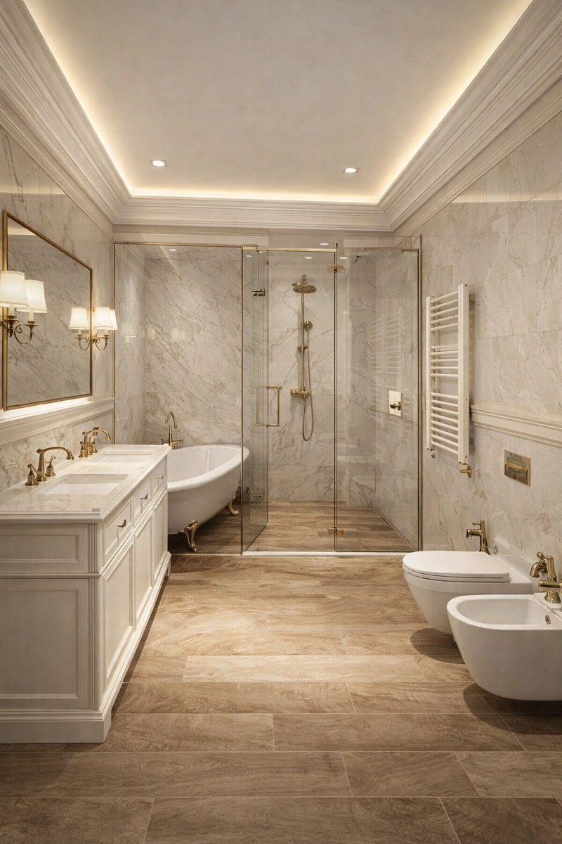 Дизайн интерьера в стиле Классика — Ванная от нейросети RoomGPT