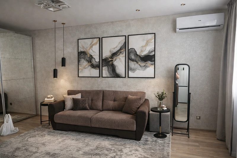 Дизайн интерьера в стиле Контемпорари — Гостиная от нейросети RoomGPT