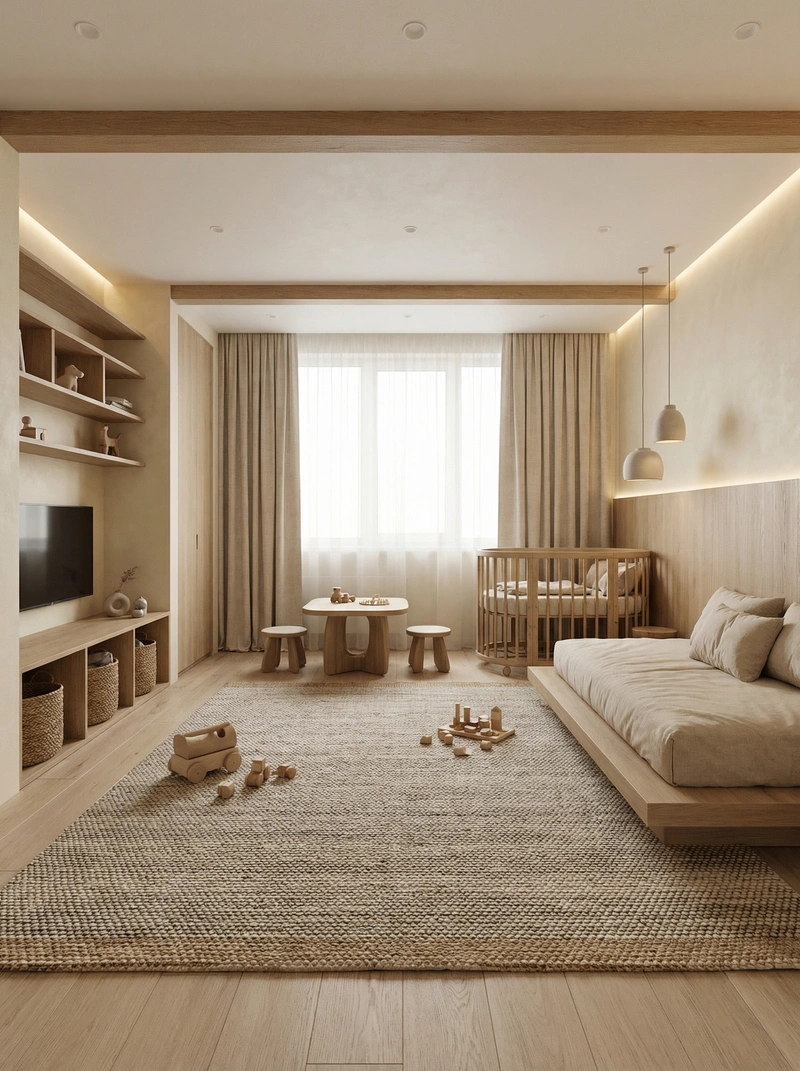 Дизайн детской в стиле Japandi — фото интерьера от нейросети RoomGPT