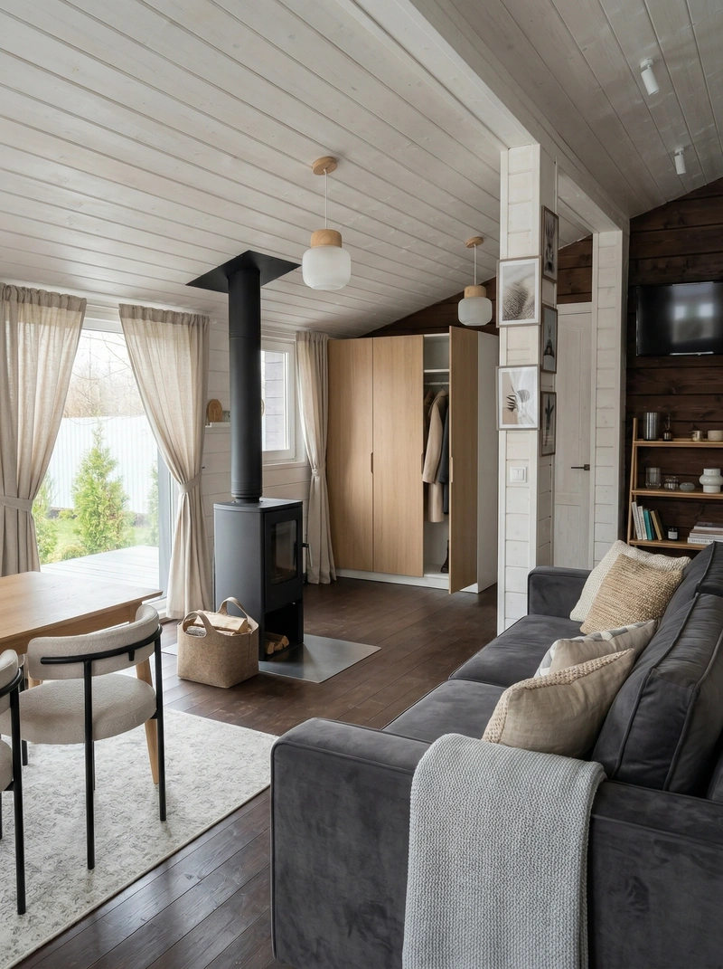 Дизайн гостиной в стиле Сканди — фото интерьера от нейросети RoomGPT