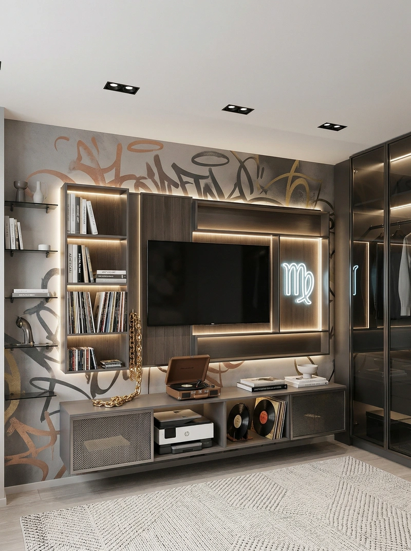 Дизайн гостиной в стиле Лофт — фото интерьера от нейросети RoomGPT