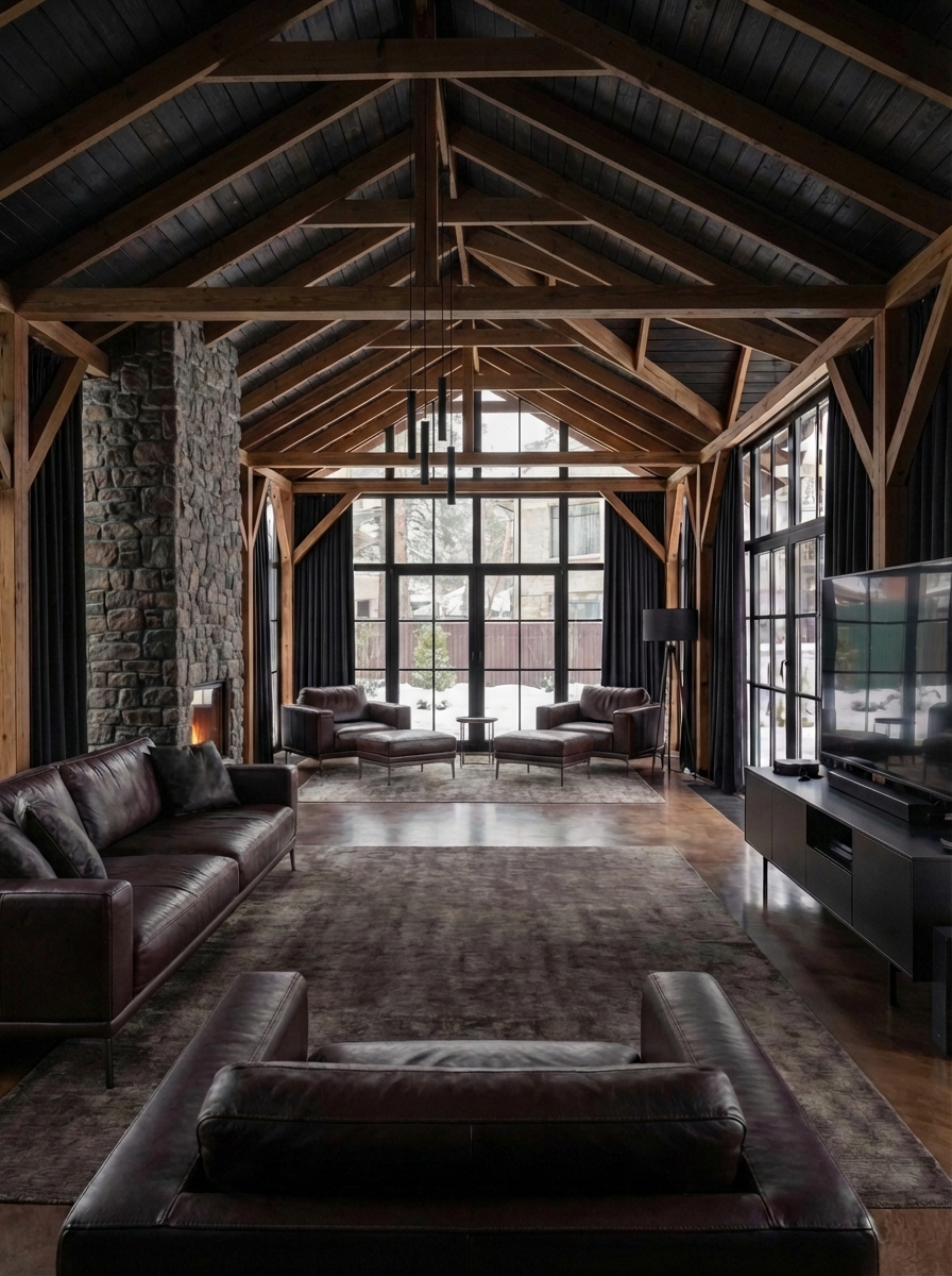 Дизайн гостиной в стиле Блэктэк — фото интерьера от нейросети RoomGPT