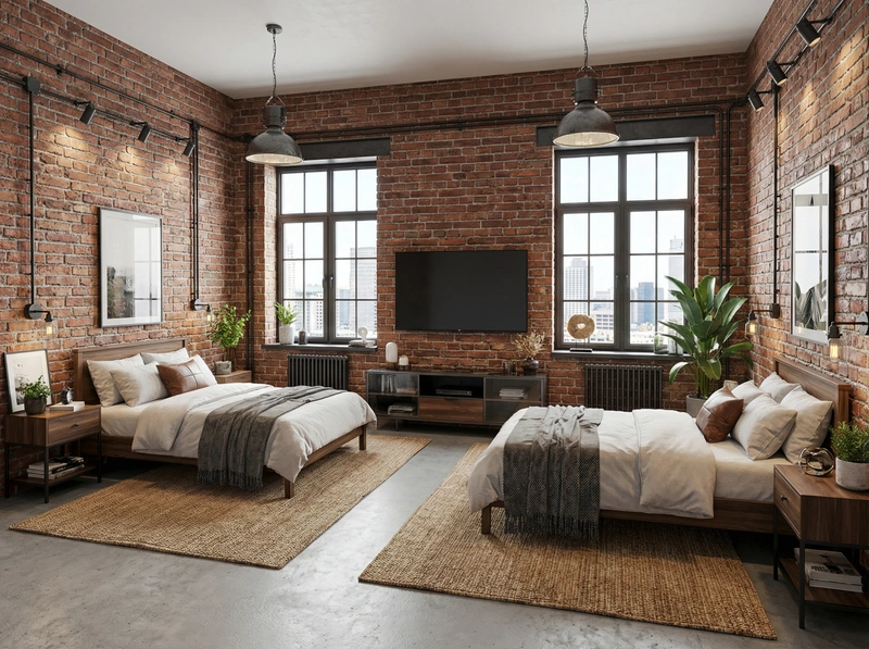 Дизайн интерьера в стиле Лофт — Гостиная от нейросети RoomGPT