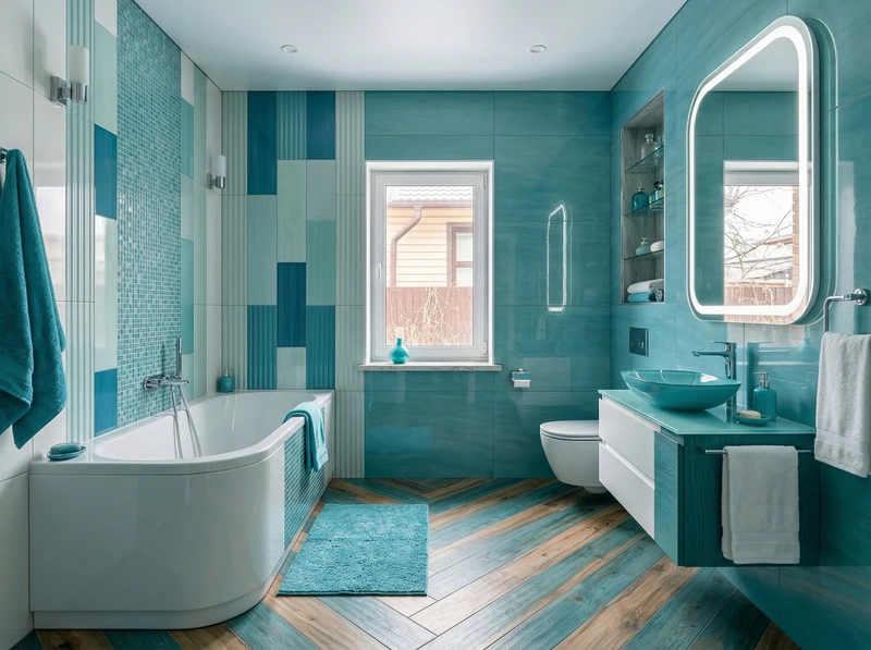 Дизайн ванной в стиле Контемпорари — фото интерьера от нейросети RoomGPT
