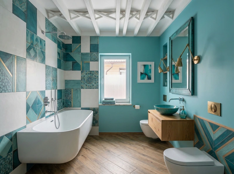 Дизайн ванной в стиле Эклектика — фото интерьера от нейросети RoomGPT