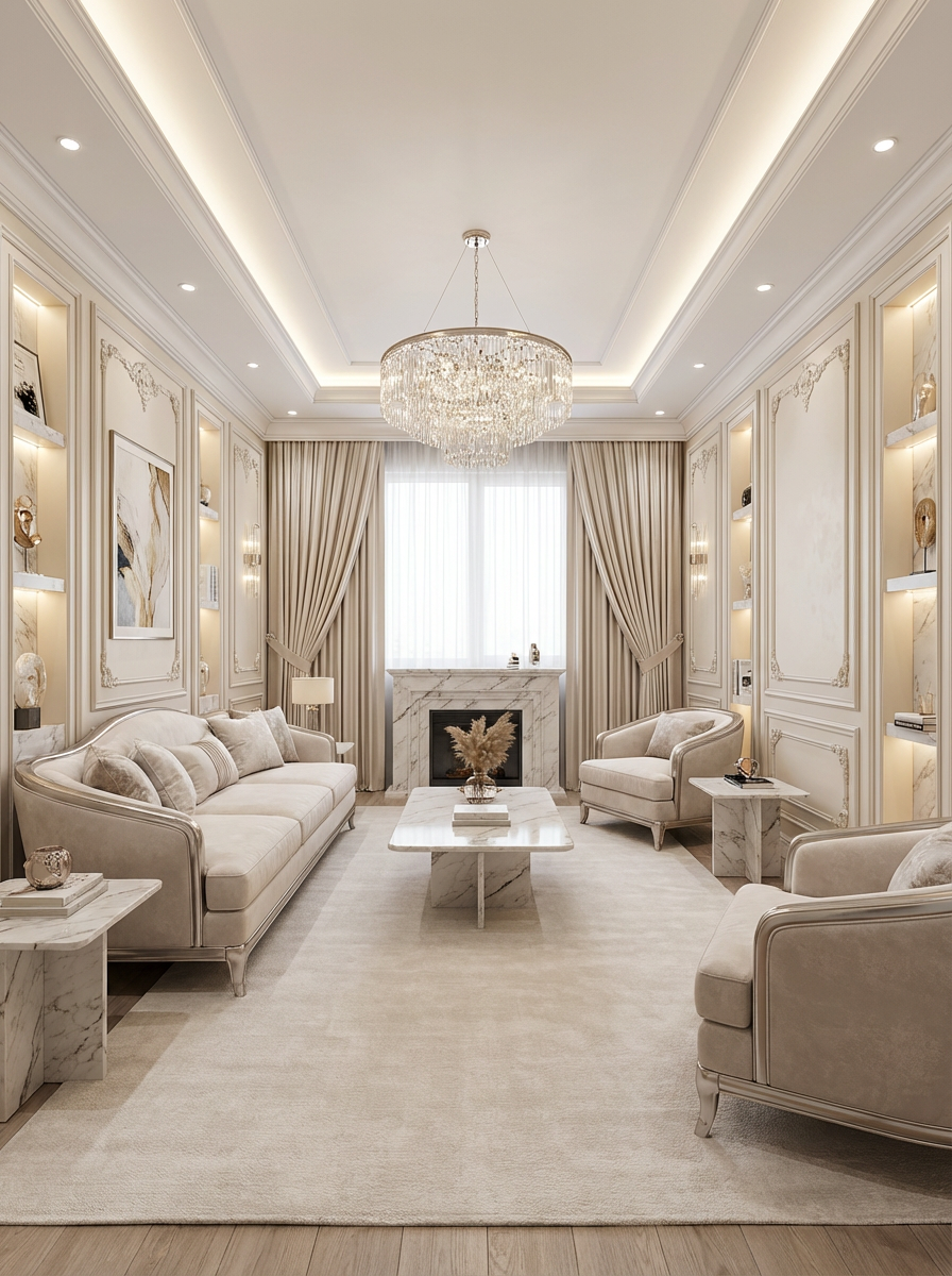 Дизайн гостиной в стиле Классика — фото интерьера от нейросети RoomGPT