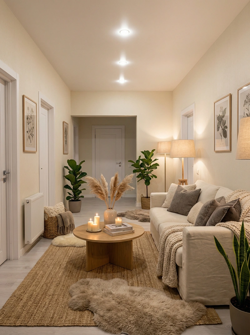 Дизайн интерьера в стиле Хюгге — Гостиная от нейросети RoomGPT