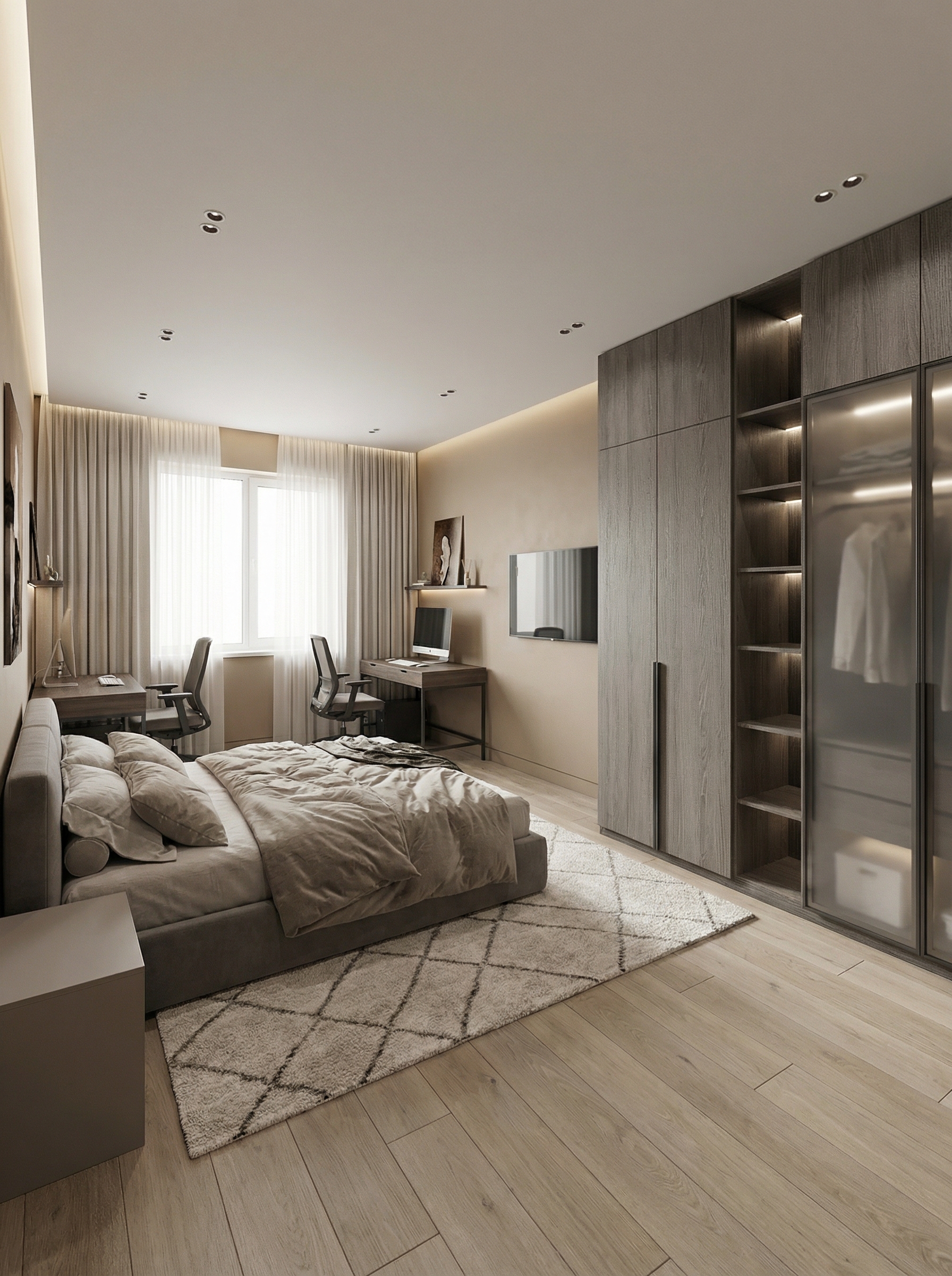 Дизайн спальни в стиле Минимализм — фото интерьера от нейросети RoomGPT