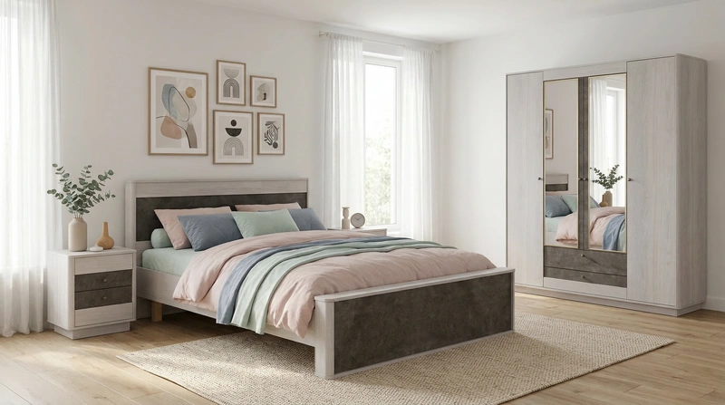 Дизайн спальни в стиле Сканди — фото интерьера от нейросети RoomGPT