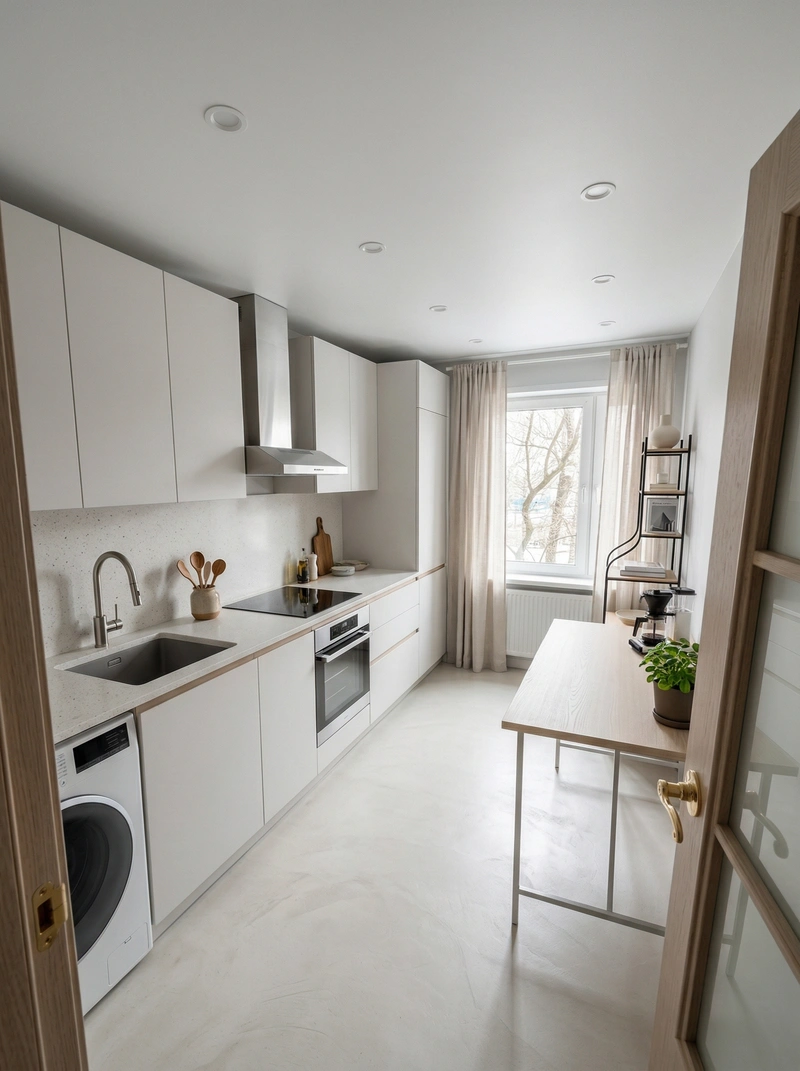 Дизайн кухни в стиле Сканди — фото интерьера от нейросети RoomGPT