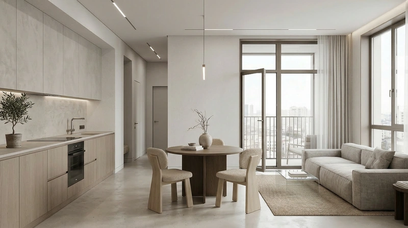 Дизайн интерьера в стиле Минимализм — Гостиная от нейросети RoomGPT