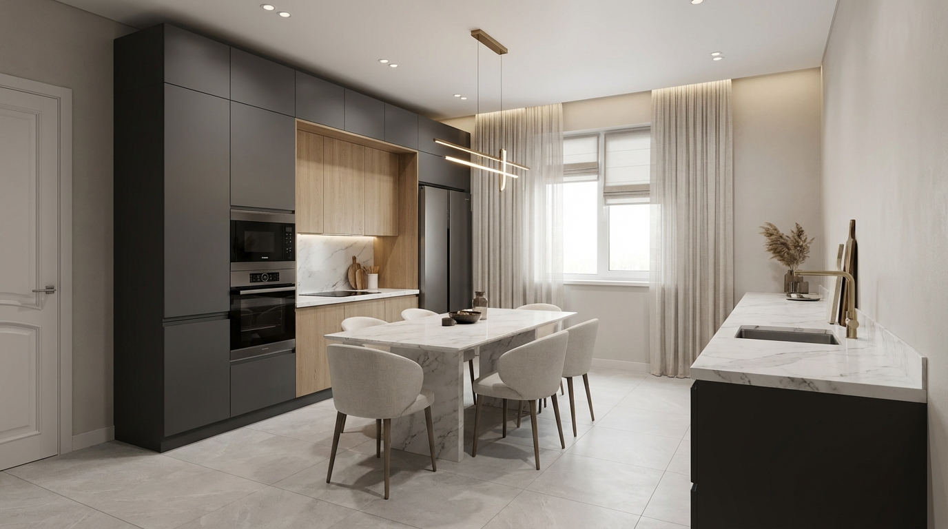 Дизайн кухни в стиле Минимализм — фото интерьера от нейросети RoomGPT