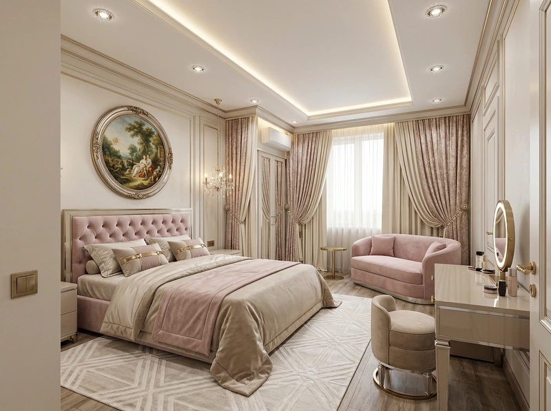 Дизайн интерьера в стиле Неоклассика — Спальня от нейросети RoomGPT