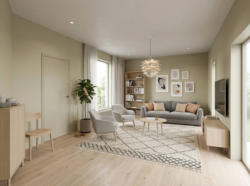 Дизайн гостиной в стиле Сканди — фото интерьера от нейросети RoomGPT