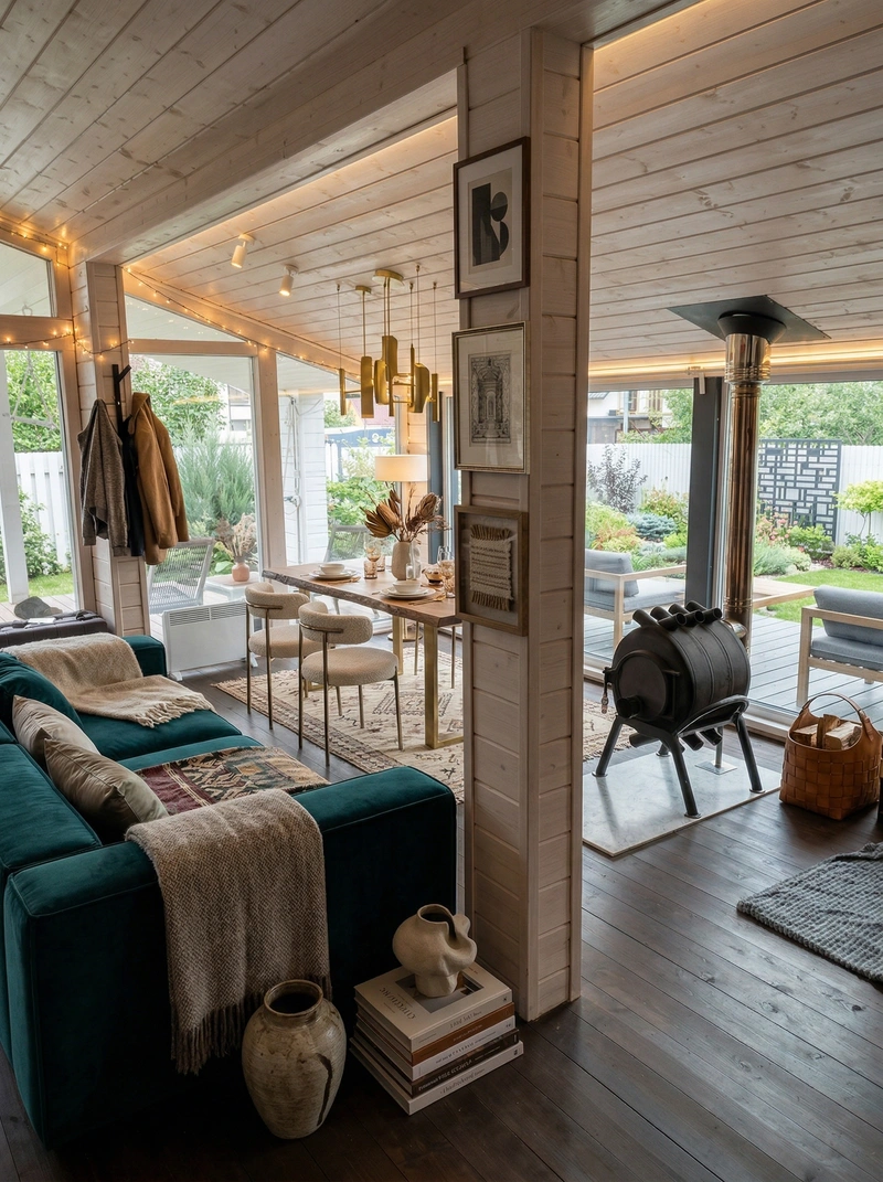 Дизайн гостиной в стиле Эклектика — фото интерьера от нейросети RoomGPT