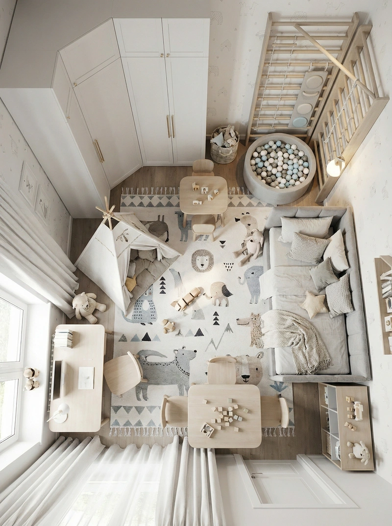 Дизайн интерьера в стиле Хюгге — Детская от нейросети RoomGPT