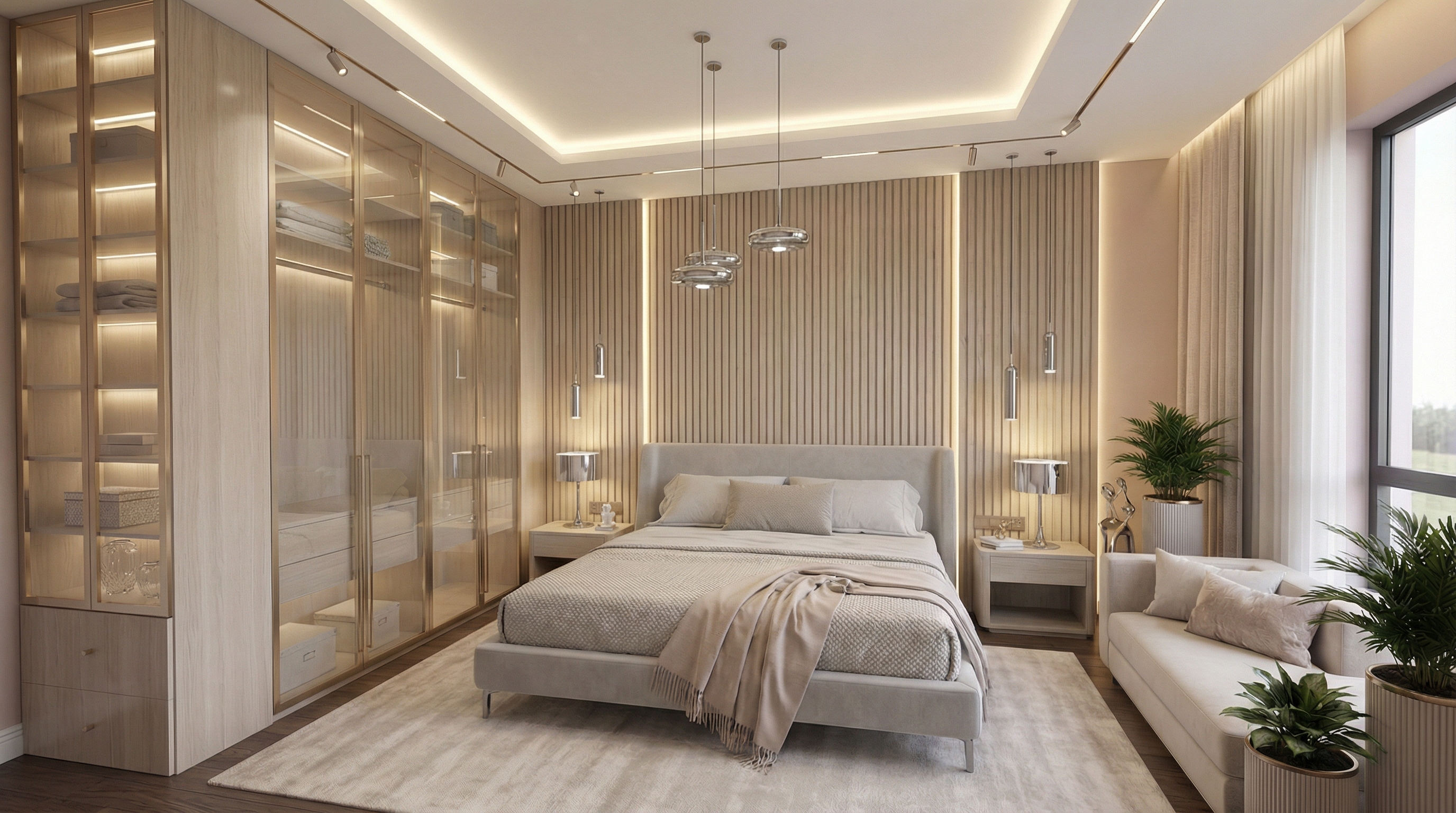 Дизайн спальни в стиле Неоклассика — фото интерьера от нейросети RoomGPT