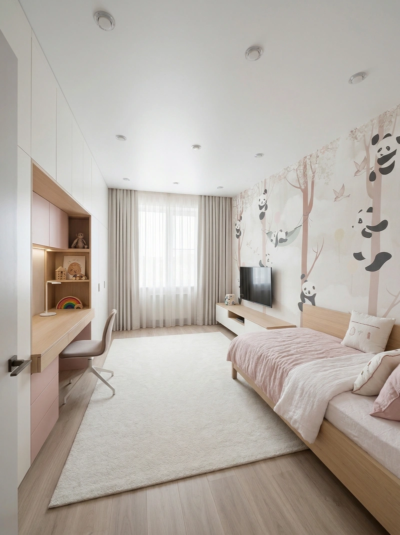 Дизайн детской в стиле Минимализм — фото интерьера от нейросети RoomGPT