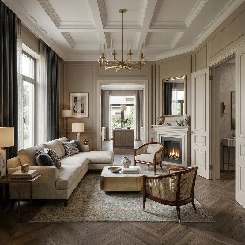 Дизайн интерьера в стиле Классика — Гостиная от нейросети RoomGPT