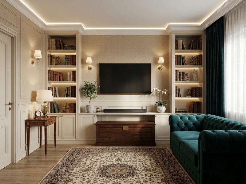 Дизайн интерьера в стиле Классика — Гостиная от нейросети RoomGPT