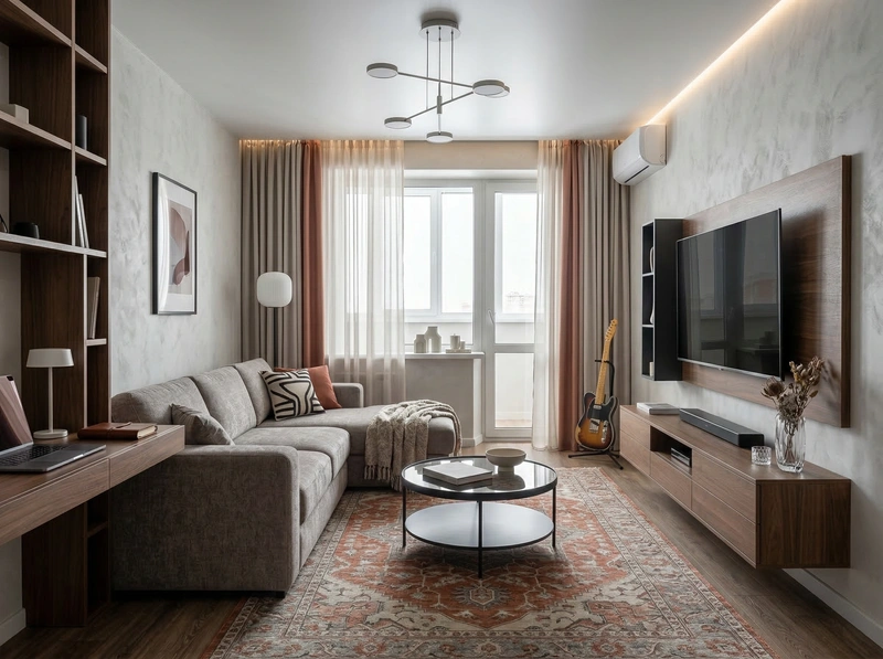 Дизайн гостиной в стиле Контемпорари — фото интерьера от нейросети RoomGPT