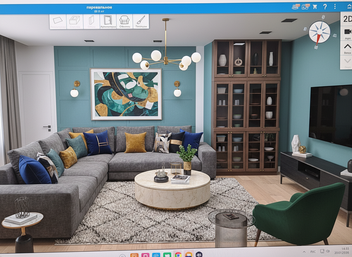 Дизайн гостиной в стиле Эклектика — фото интерьера от нейросети RoomGPT