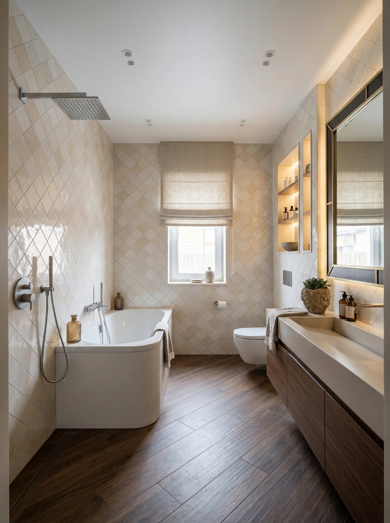 Дизайн ванной в стиле Эклектика — фото интерьера от нейросети RoomGPT