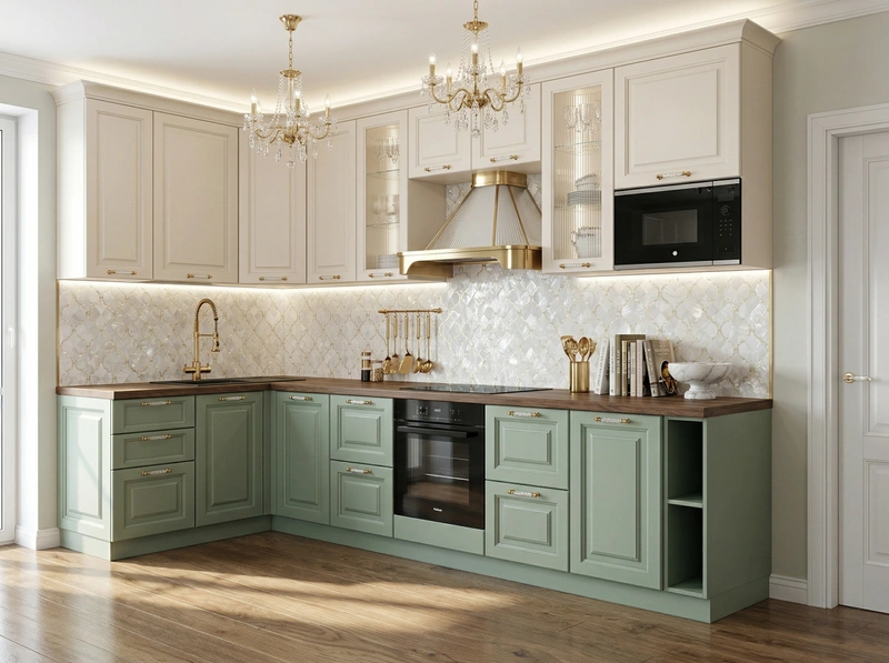 Дизайн кухни в стиле Неоклассика — фото интерьера от нейросети RoomGPT